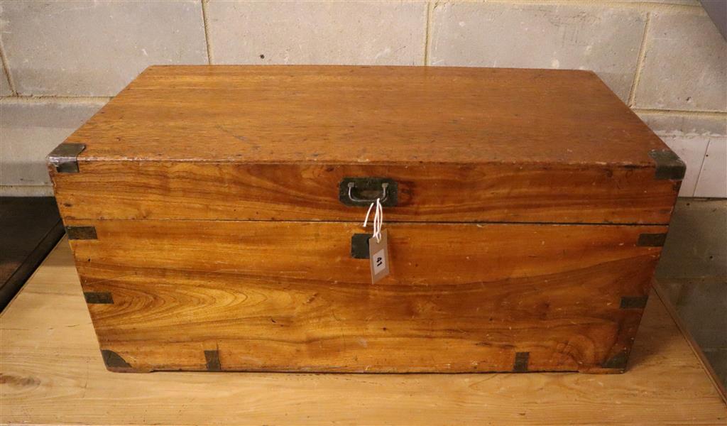 A small brass bound camphorwood trunk, width 84cm, depth 41cm, height 38cm